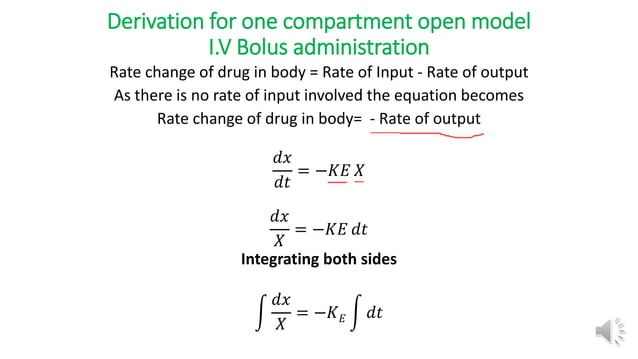 1 compartment model IV bolus administration equation | PPTX | Lung and ...