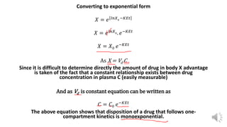 1 compartment model IV bolus administration equation | PPTX