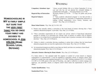 HOMESCHOOLING IN
WY IS FAIRLY SIMPLE
BUT SURE THAT
THE VERY FIRST
THING YOU DO ONCE
YOUR FAMILY HAS
DECIDED TO
HOMESCHOOL IS JOIN

HSLDA (HOME
SCHOOL LEGAL
DEFENSE)

 