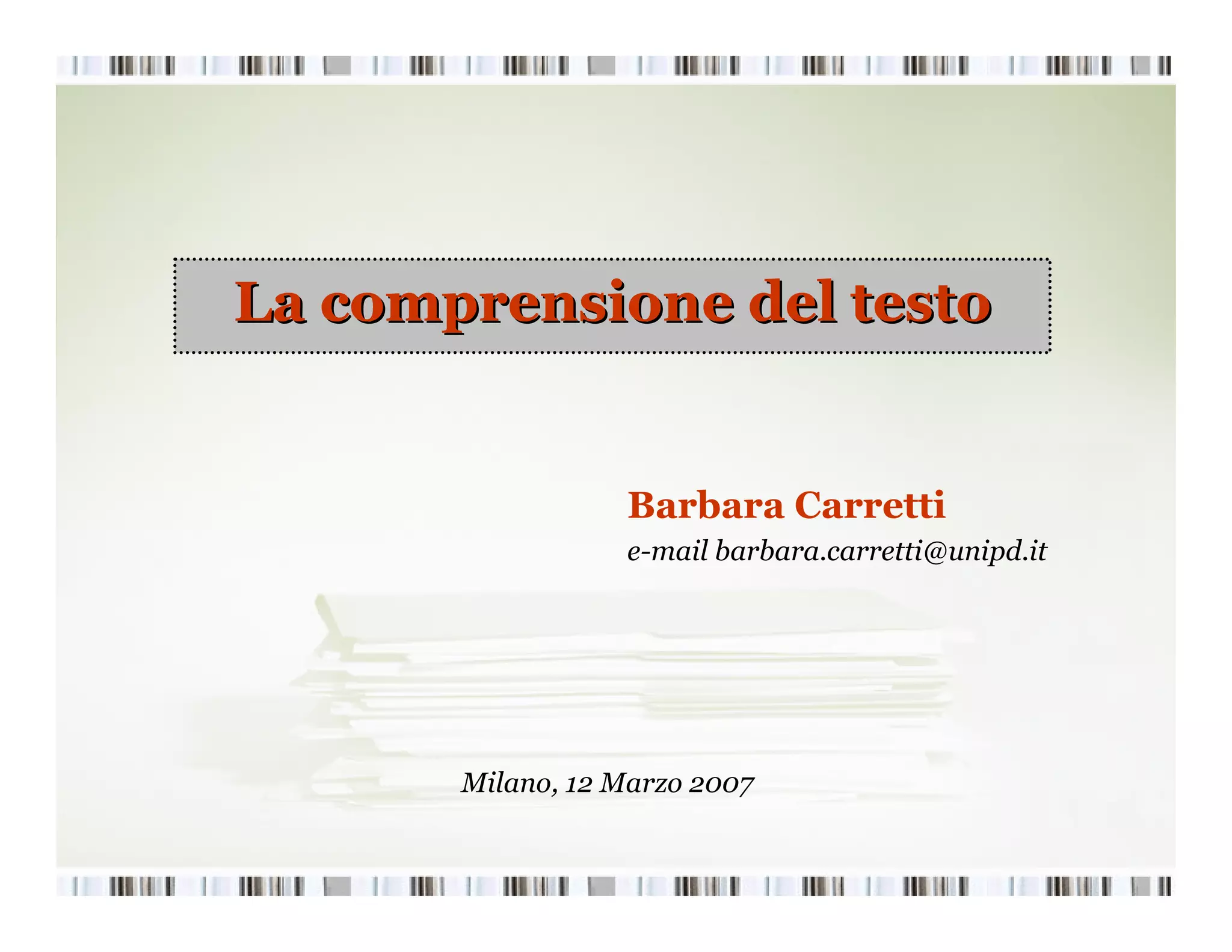 1 comprensione del testo | PPT