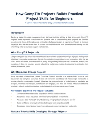 How CompTIA Project+ Builds Practical Project Skills for Beginners | PDF