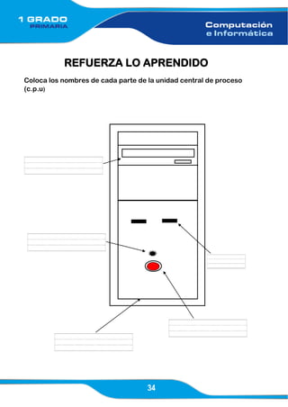 34
REFUERZA LO APRENDIDO
Coloca los nombres de cada parte de la unidad central de proceso
(c.p.u)
 