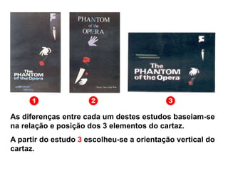 1 2 3
As diferenças entre cada um destes estudos baseiam-se
na relação e posição dos 3 elementos do cartaz.
A partir do estudo 3 escolheu-se a orientação vertical do
cartaz.
 