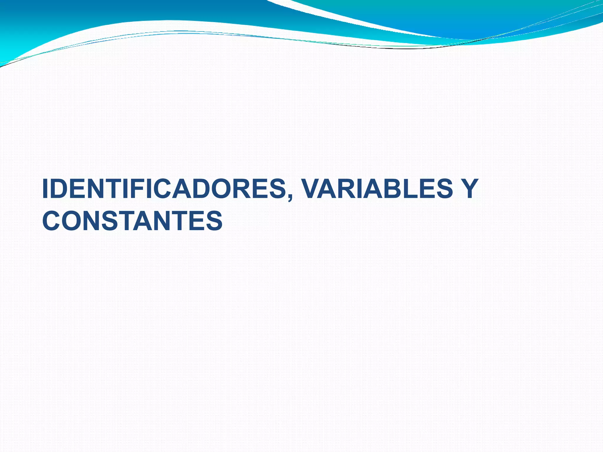 IDENTIFICADORES, VARIABLES Y
CONSTANTES
 