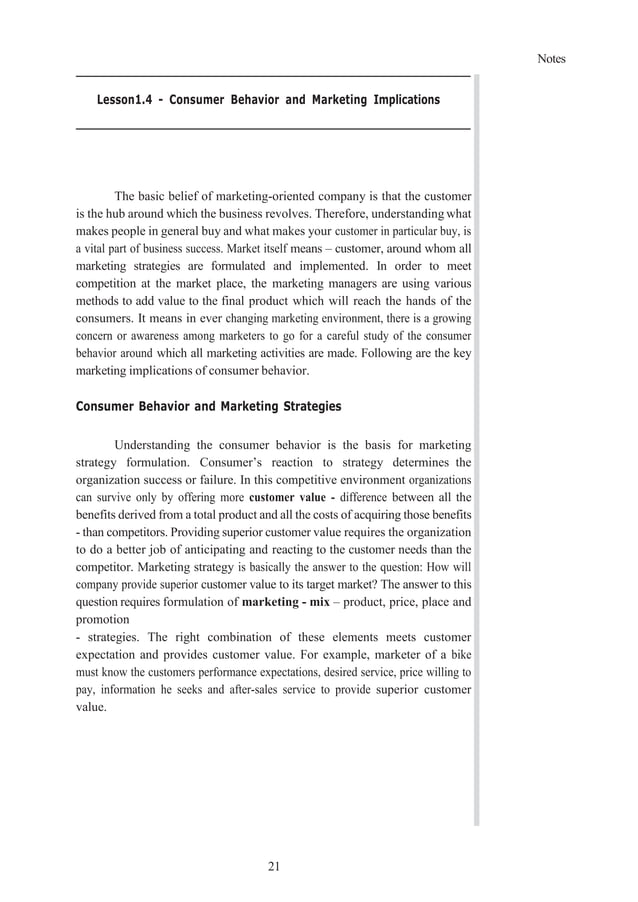 Consumer Behaviour Marketing Management Notes Pdf