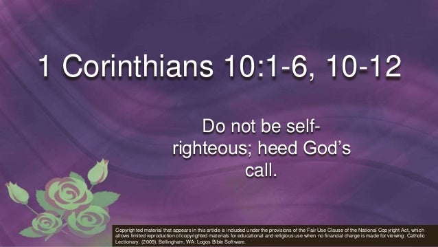 3rd Sunday Of Lent Second Reading 1 Corinthians 1016