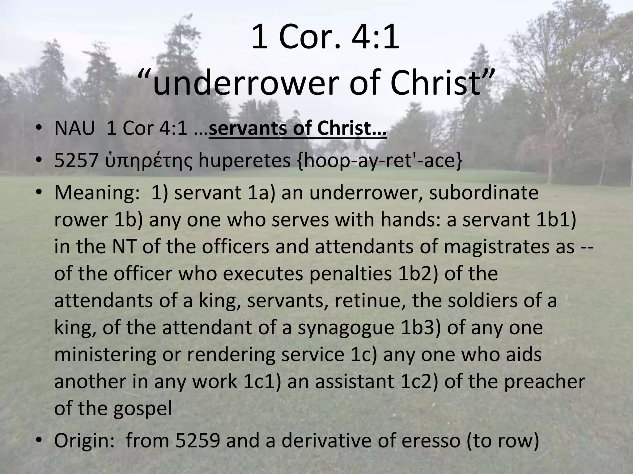 1 Corinthians 4, Stewards, time, treasures, and talents; Christ’s ...