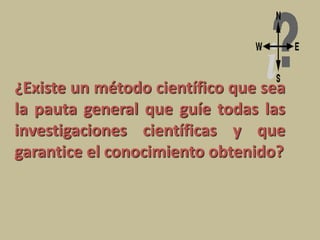 ¿Existe un método científico que sea
la pauta general que guíe todas las
investigaciones científicas y que
garantice el conocimiento obtenido?
 