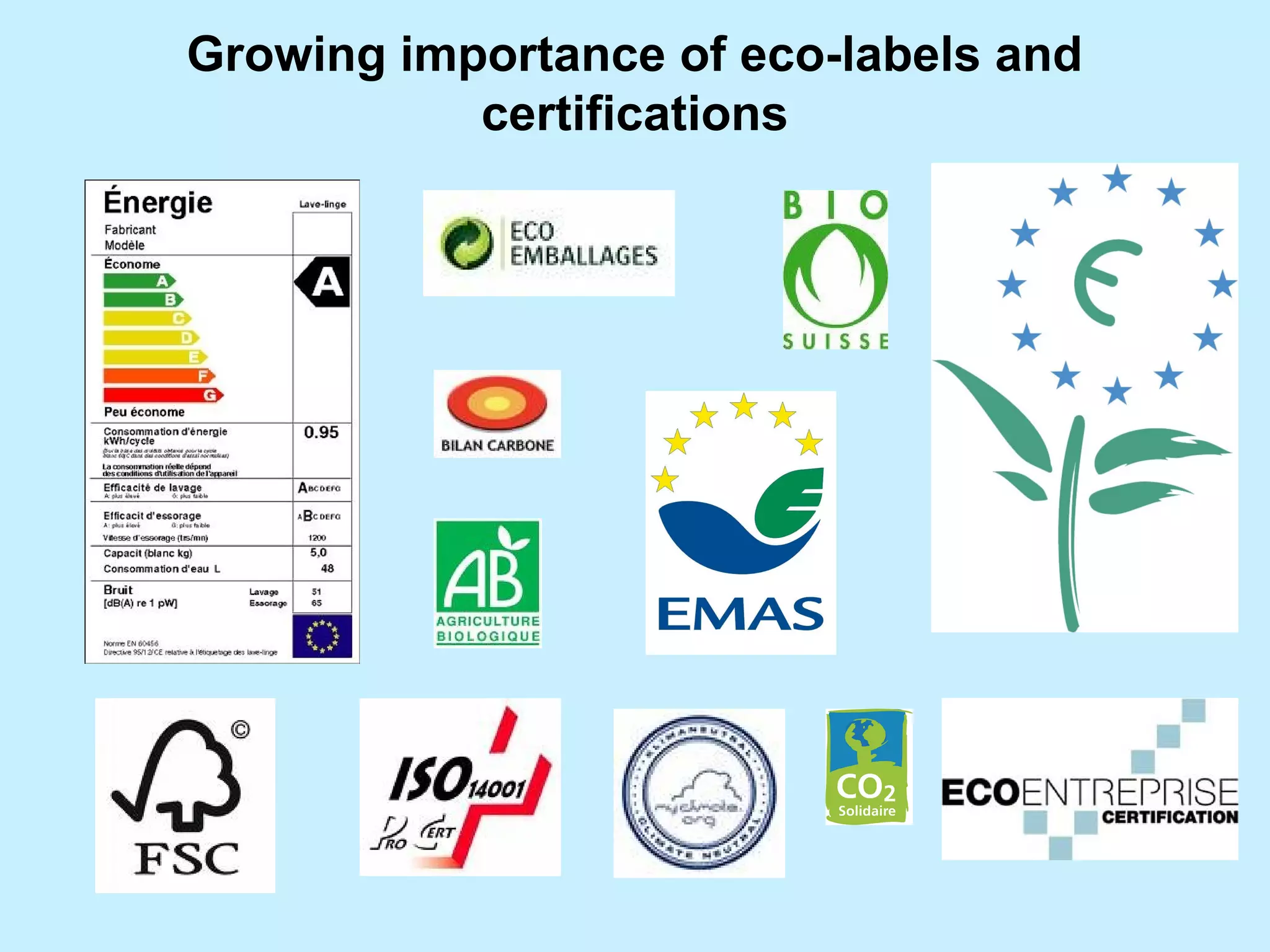 Growing importance of eco-labels and
certifications
 