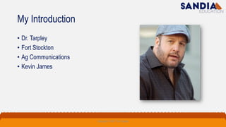 My Introduction
• Dr. Tarpley
• Fort Stockton
• Ag Communications
• Kevin James
Copyright © 2021 Troy Tarpley
 