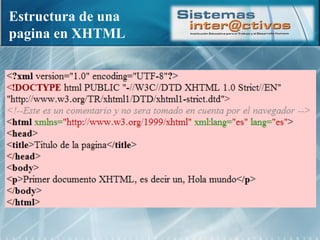 Estructura de una pagina en XHTML 
