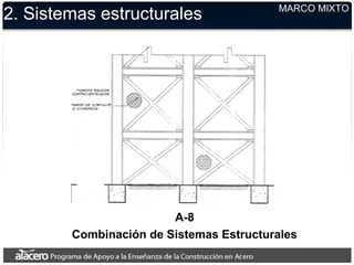 2. Sistemas estructurales MARCO MIXTO
A-8
Combinación de Sistemas Estructurales
 