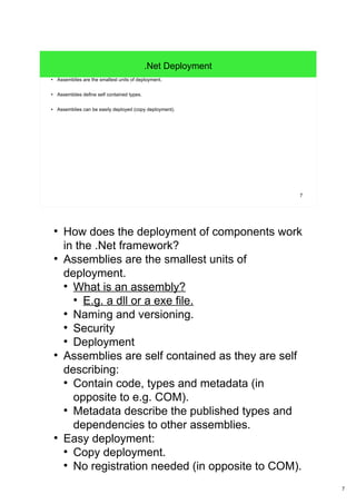 7 
F# 3 
c#light 
open System 
open System.IO 
open System.Text.RegularExpressions 
if 2 >= Environment.GetCommandLineArgs().Length then 
let parseRex = new Regex(@"[^""]*""(?<appName>[^""]*)""s*((?<versionNo>[^(]*))") 
// open and check file, read the lines, parse and process the data, output the processed data to console 
File.ReadLines(Environment.GetCommandLineArgs().GetValue(1).ToString()) 
|> Seq.map(parseRex.Match) 
|> Seq.filter(fun theMatch -> theMatch.Success) 
|> Seq.sortBy(fun theMatch -> theMatch.Groups.Item("versionNo").ToString()) 
|> Seq.map(fun theMatch -> theMatch.Groups.Item("appName").ToString(), theMatch.Groups.Item("versionNo").ToString()) 
|> dict 
|> Seq.sortBy(fun item -> item.Key) 
|> Seq.iter(fun item -> printfn "App: %s, Latest Update: %s" item.Key item.Value) 
● This programming language has a completely different but very 
compact syntax (in this example), in comparison to the other 
languages being presented. Often examples in F# are "head 
blowing" to show the compactest syntax (this was also done 
deliberately in this example). We can also code F# programs to 
solve real life problems with well-known control flow constructs 
(like if-branches and for-loops). 
● In F# whitespaces are significant (off-side rule), if the #light 
compiler directive is set. Otherwise a more verbose, but 
whitespace-agnostic syntax has to be used (featuring 
keywords like begin and end). 
● F# is a so-called functional programming language. - 
Programming constructs don't work like a bunch of statements, 
rather do they describe the result of the operation, w/o any side 
effect. 
● In F# all symbols (they are even called values) are immutable 
by default! 
● F# is also special as is it is very typesafe. For almost all kinds 
of conversions explicit conversions or casts are required. - On 
the other hand this is rarely required, as F# has great support 
for type inference. 
● Such languages are often used in Artificial Intelligence (AI) and 
the programming of interpreters and compilers, for what F# 
provides special tools. 
● F# is open source. 
● F# can also be used as scripting language. 
 
