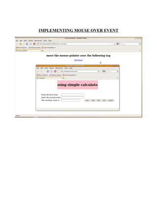 IMPLEMENTING MOUSE OVER EVENT
 