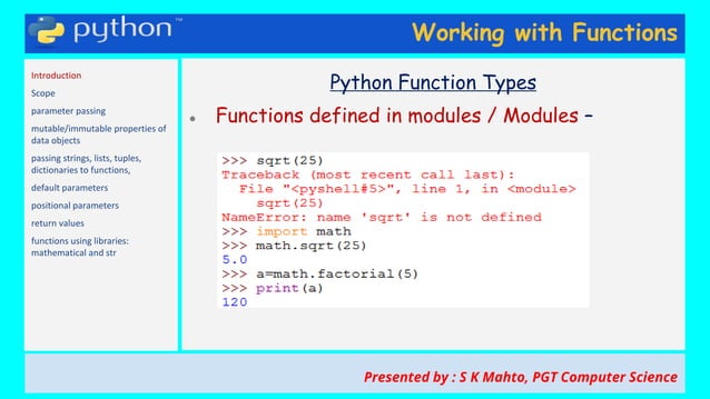 1 cs xii_python_functions_introduction _types of func | PPT