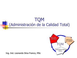 TQM
(Administración de la Calidad Total)
Ing. Ind. Leonardo Silva Franco, MSc
 