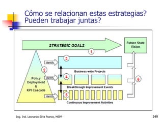 Ing. Ind. Leonardo Silva Franco, MSPP 249
Cómo se relacionan estas estrategias?
Pueden trabajar juntas?
 