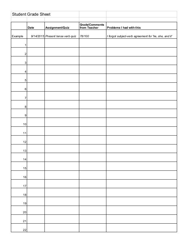 Grade Score Sheet