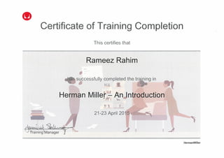 Herman Miller Certificate
