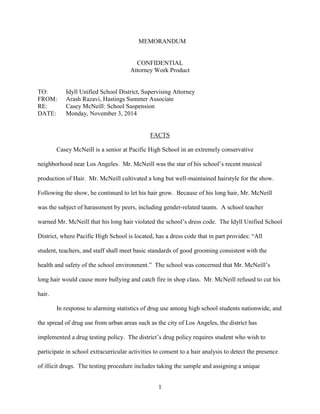 Law School Writing Sample - Interoffice Memorandum | PDF