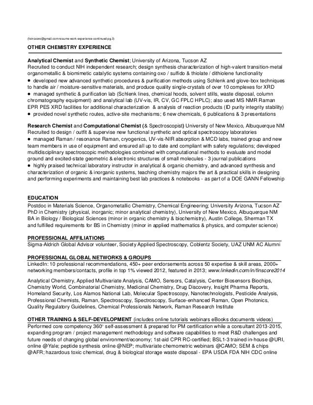 research chemist resumes
