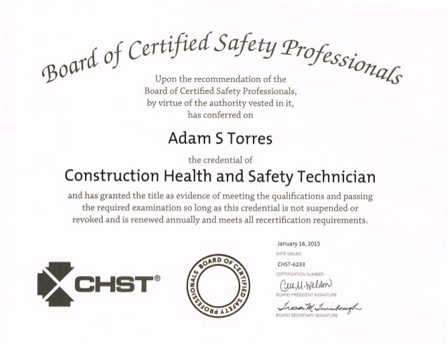 BCSP - CHST-3233 - Construciton Health and Safety Technician Certific…