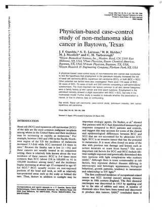 Gamble ... Yarborough. 1996 JOEM. case-control study of skin cancer