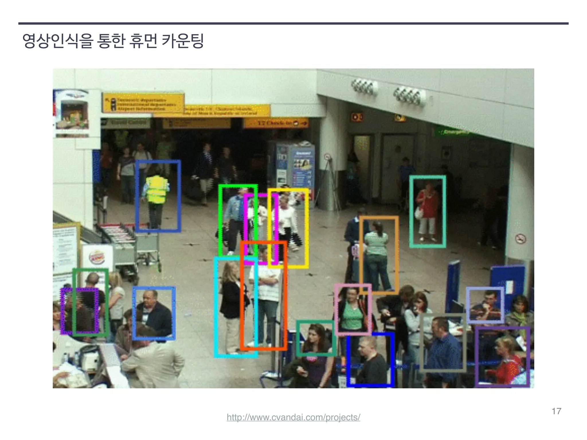 17 
영상인식을 통한 휴먼 카운팅 
http://www.cvandai.com/projects/ 
 