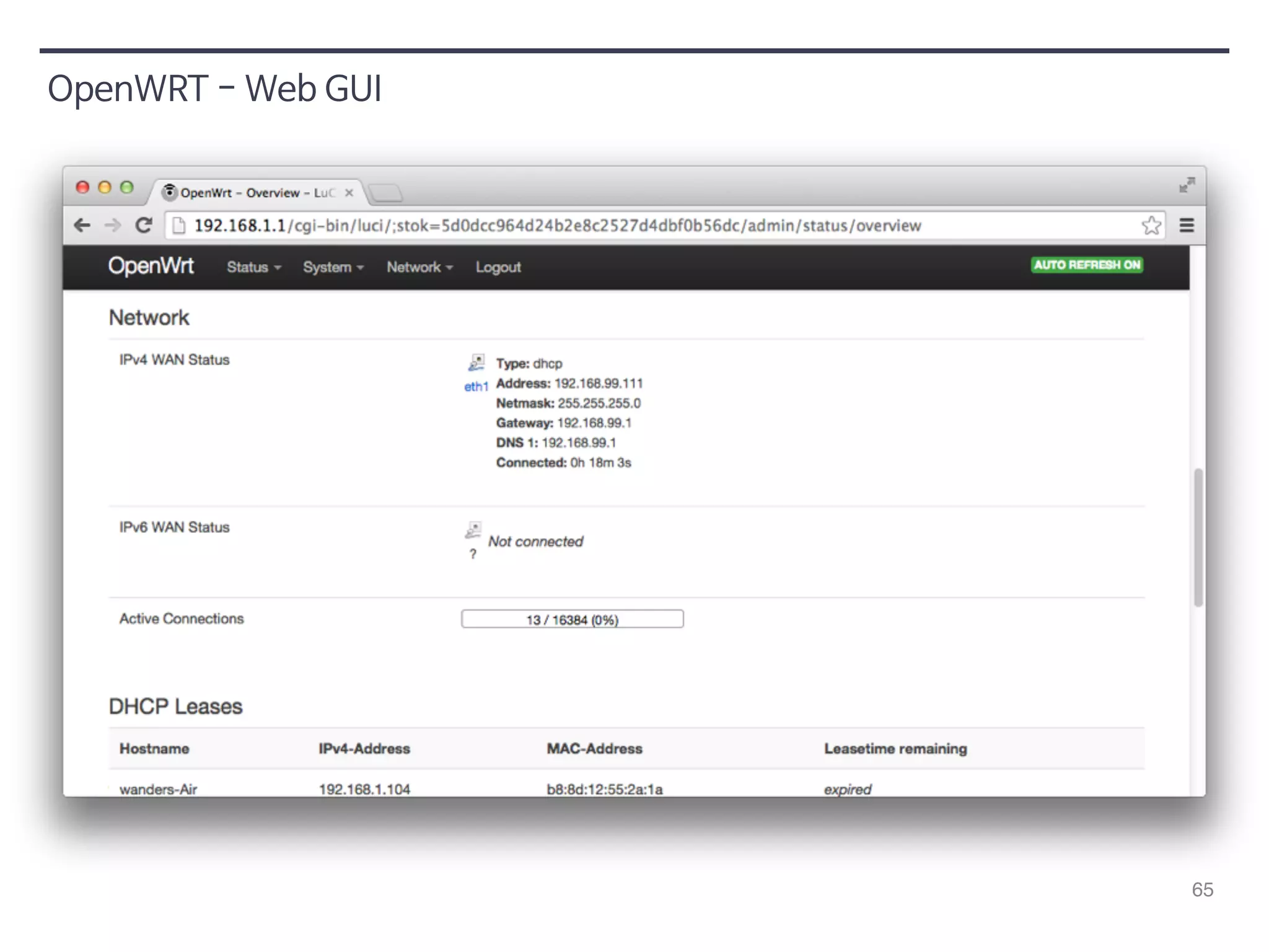 65 
OpenWRT - Web GUI 
 