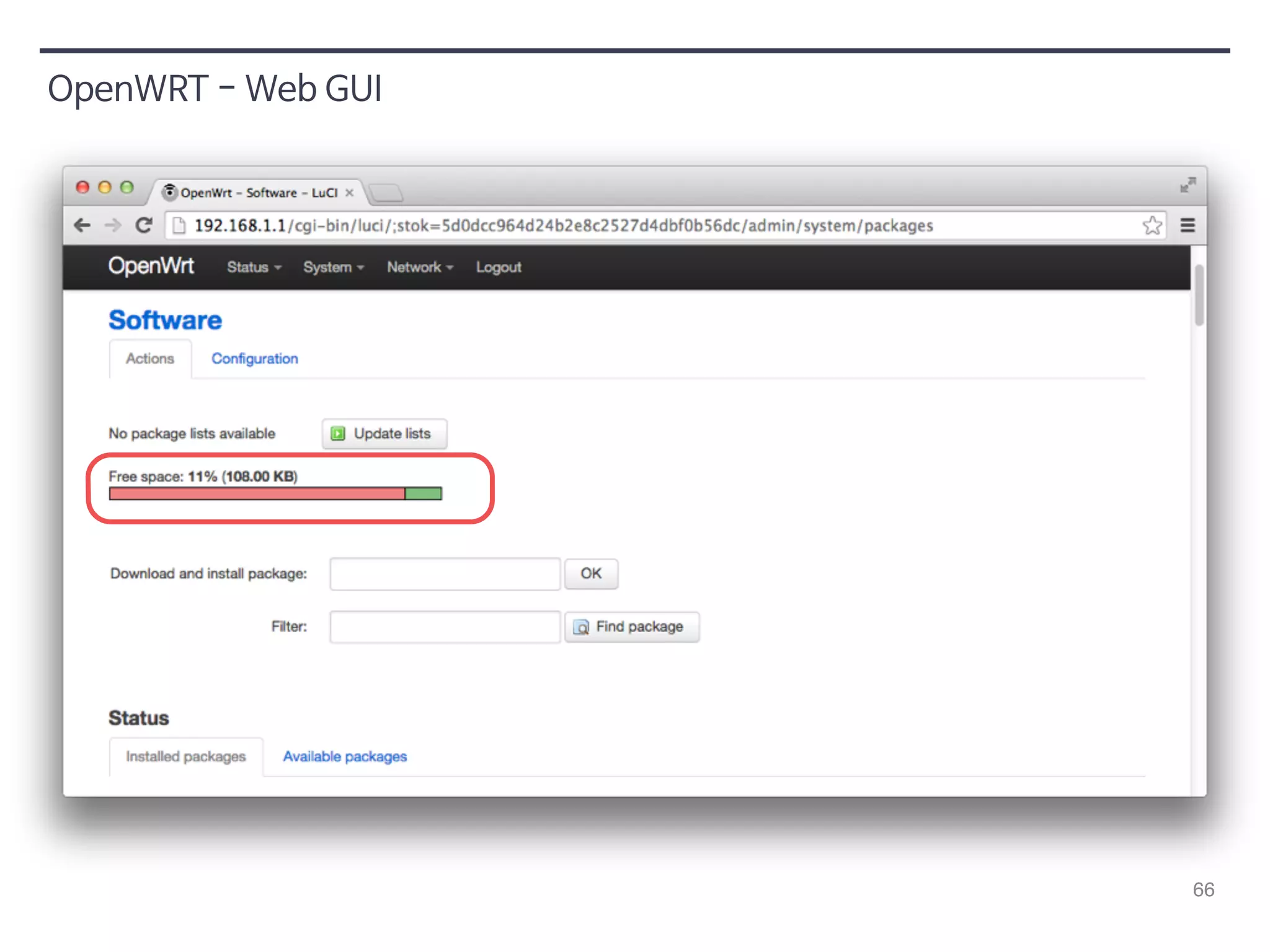 66 
OpenWRT - Web GUI 
 