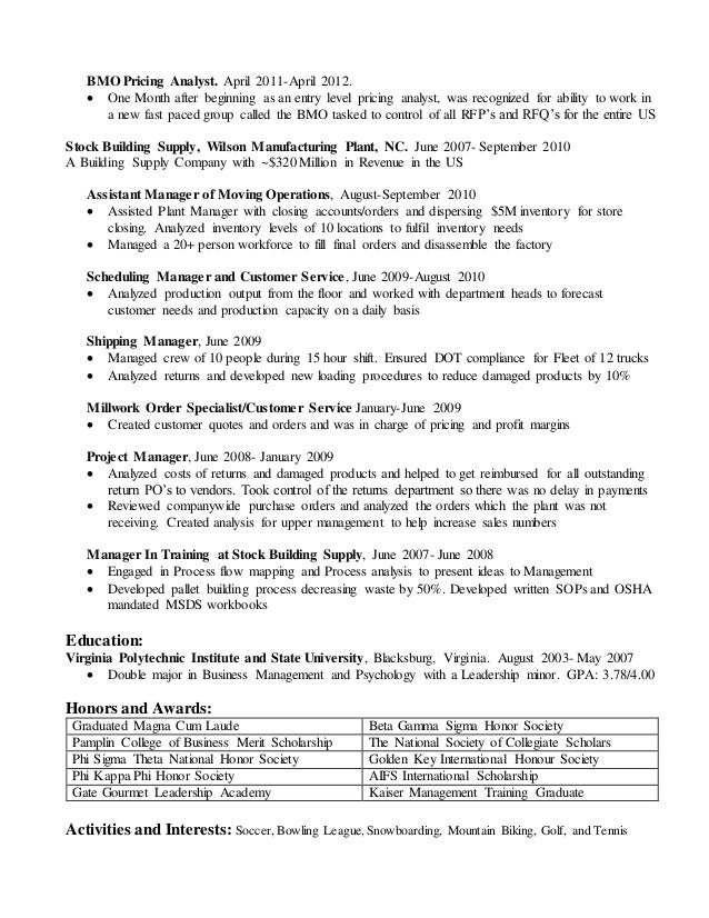 pricing analyst resumes