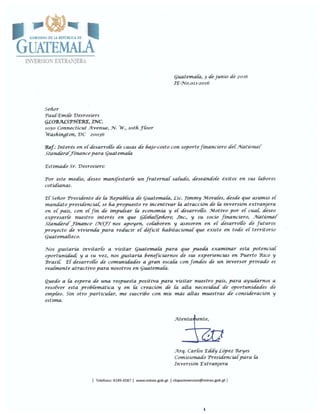 Guatemala_Presidential Letter of Intent & Invitation_June 3rd 2016