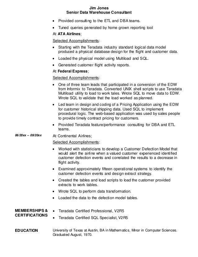 data modeling resume