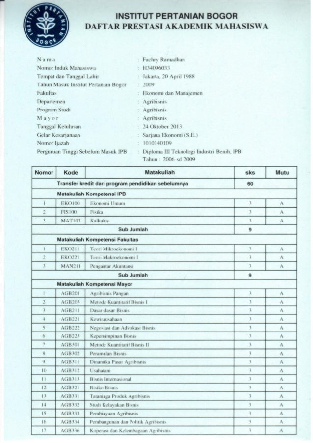 Transkip Nilai S1