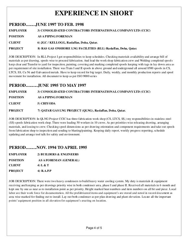 mechanical supervisor resume samples