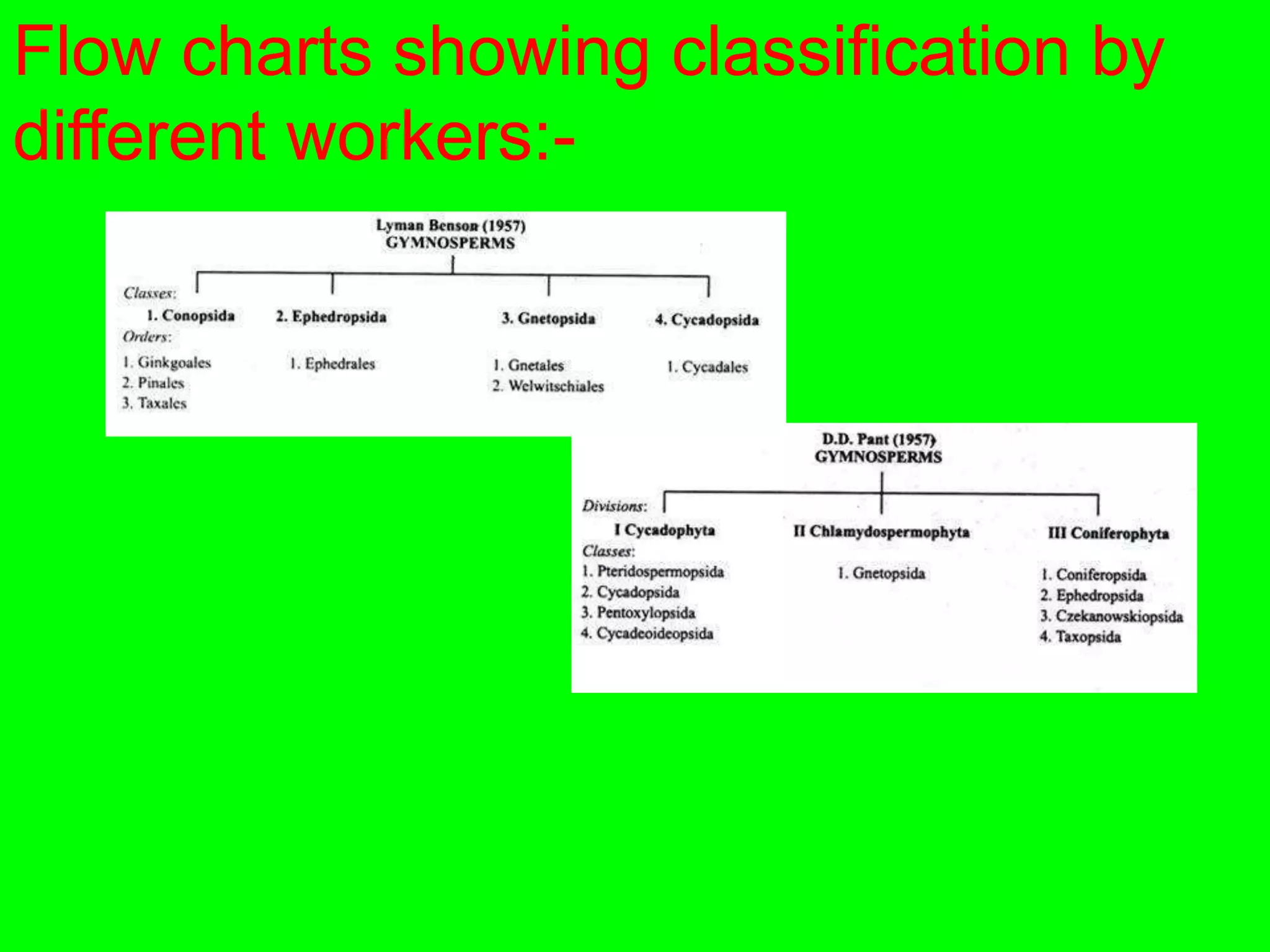 Flow charts showing classification by
different workers:-
 