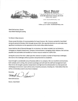 Heat Relief Reference Letter - President