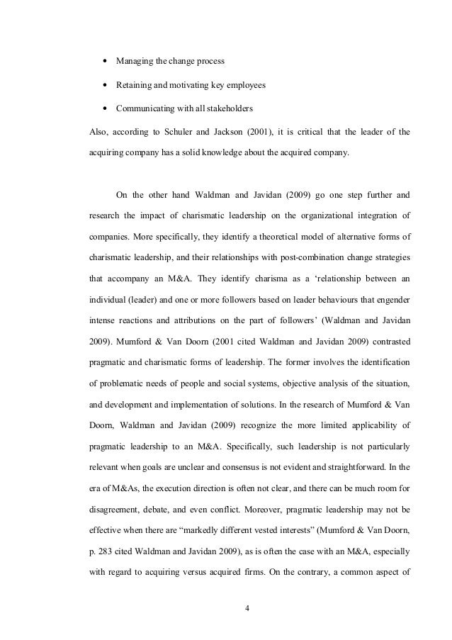 Dissertation thesis on mergers and acquisitions