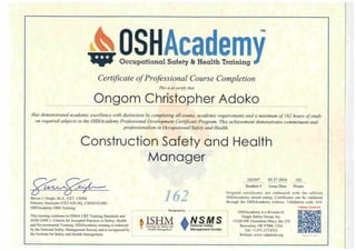 Construction Safety and Health Manager