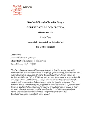 040-Pre_College Certificate of Completion - ayang | PDF
