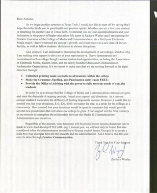 Zach Wesley Student Executive Campaign