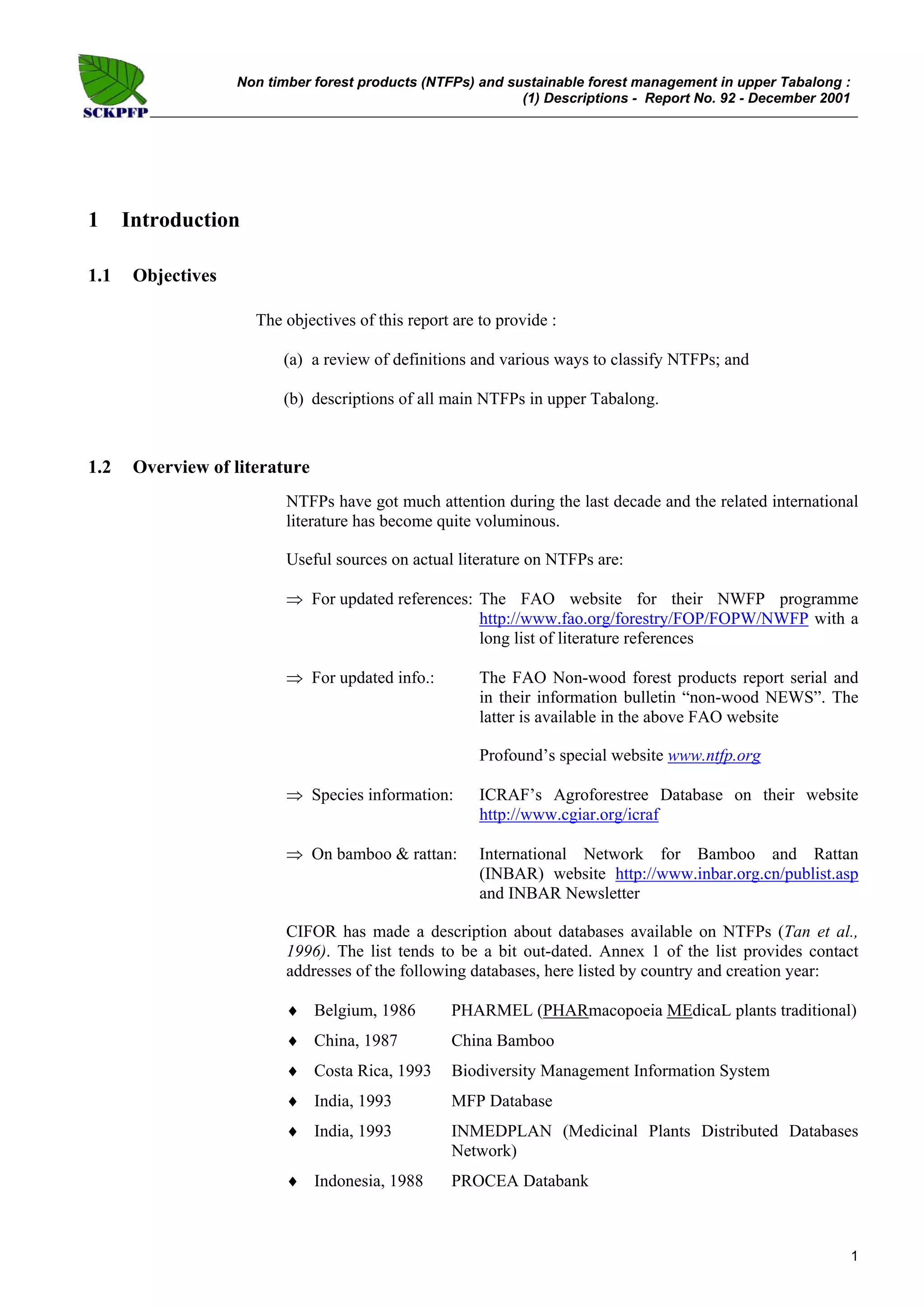 REP092 Non timber forest products - SFM Tabalong (1), J Payn | PDF