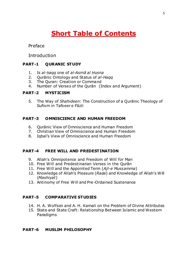 Table of contents for thesis proposal picture