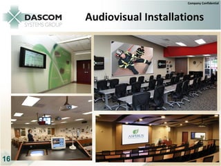 Company Confidential



     Audiovisual Installations




16             Integrated Solutions Start Here
 