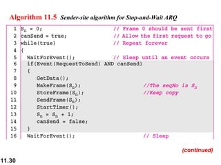 11.30
Algorithm 11.5 Sender-site algorithm for Stop-and-Wait ARQ
(continued)
 