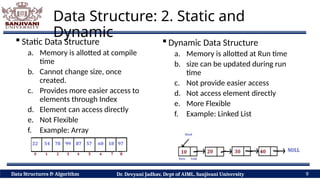 Classification of Data Structure: Primitive Vs Non Primitive, Static Vs ...