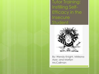 Tutor Training:
Instilling Self-
Efficacy in the
Insecure
Student
By: Wendy Knight, Mirlesna
Azor, and Marilyn
McCallman
 