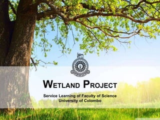 WETLAND PROJECT
Service Learning of Faculty of Science
University of Colombo
1
 