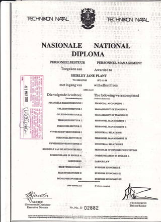 Natal Technikon Certificate