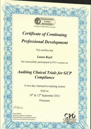 PTI Cert Auditing Clinical trials for GCP Complaince